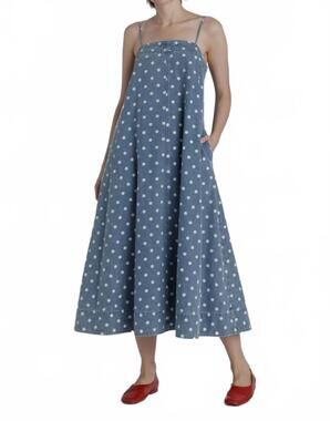 NEW AUREUM women's denim a-line midi dress in blue